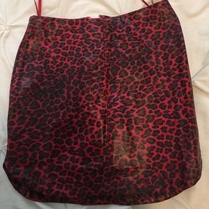 Red leather cheetah print skirt